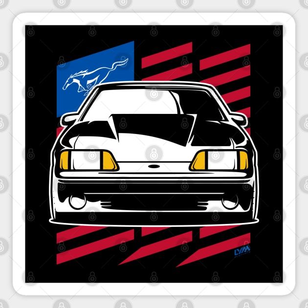 Foxbody Ford Mustang GT US Flag Magnet by LYM Clothing